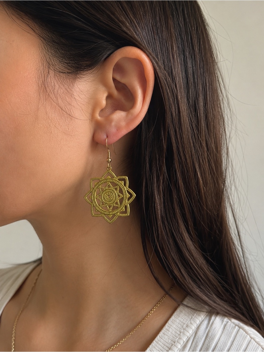 Gold Mandala Drop Earrings - Women Jewelry
